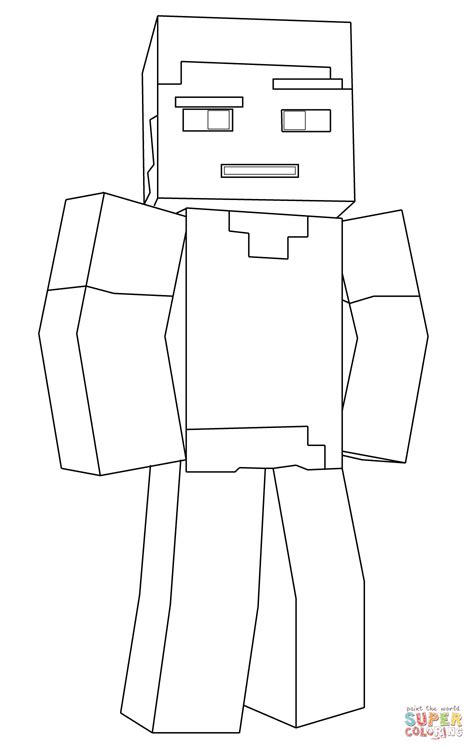 minecraft steve coloring page  printable coloring pages