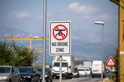 fly zone drone fly forbiden sign   airport  tivat stock photo image  stop