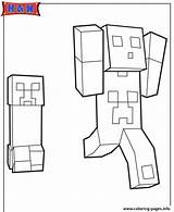 Minecraft Coloring Creeper Player Pages Chasing Print Printable Book Color Malvorlagen sketch template