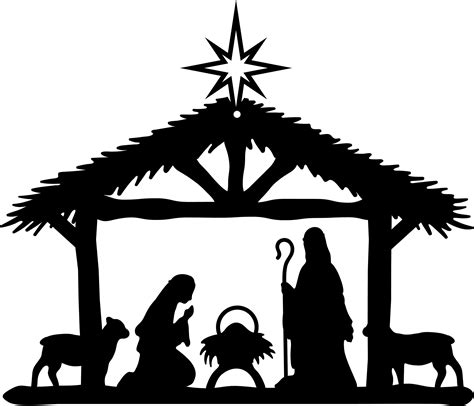 nativity silhouette printable customize  print
