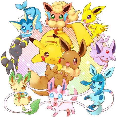 eevee pikachu leafeon glaceon flareon jolteon sylveon vaporeon umbreon and espeon