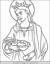 Elizabeth Hungary Coloring Catholic Thecatholickid Augustine sketch template