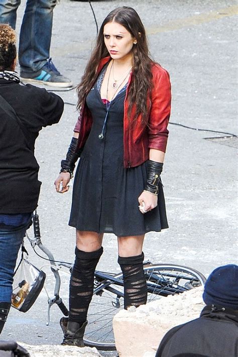Elizabeth Olsen At Avengers 2 Age Of Ultron Set In Italy Celebzz