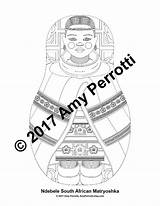 Ndebele African South Doll Coloring Traditional Printable Dress Amyperrotti sketch template