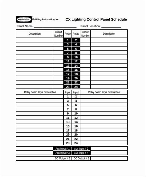 electrical panel schedule template excel    panel schedule