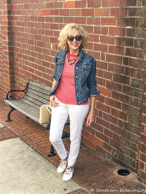 fashion over 50 casual white jeans and sneakers southern hospitality