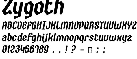 zygoth font pickafontcom