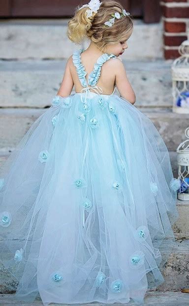 ball gown jewel sky blue kids girls dress ch promcouk