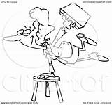 Businesswoman Stool Versatile Balancing Illustration Toonaday Royalty Clipart Outline Rf 2021 sketch template