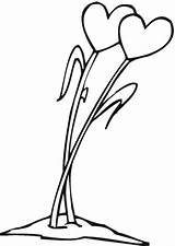 Hearts Coloring Pages Flowers Kids Two Next Standing Each Other sketch template