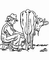 Cow Milking Coloring Pages Farming Farmer Drawing Activity His sketch template