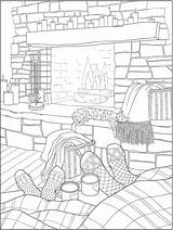 Coloring Pages Warm Sheets Cozy Happy Stamping Adult Colouring Publications Dover Craftgossip Printable Fireplace Hygge Adults Para Book Color Dibujos sketch template