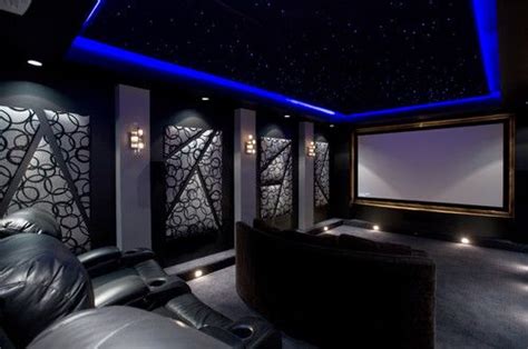 home theater led ceiling upholstered panels black gray