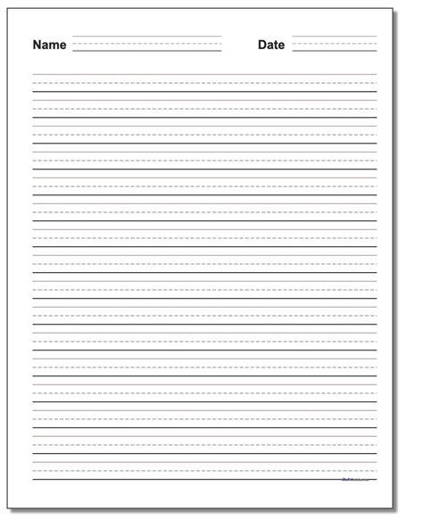 elementary lined paper printable   printable