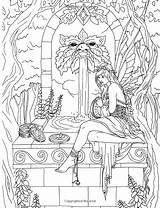 Coloring Pages Selina Fenech Mystical Fantasy Mythical Witch Fairy Adult Elf Myth Legend Dragon Dragons Printable Elves Wings Sheets Artist sketch template