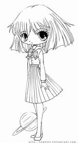 Coloring Chibi Pages Anime Girl School Uniform Deviantart Yampuff Lineart Cute Colouring Base Girls Template Drawing Hotaru Choose Board sketch template