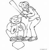 Coloring Catcher Batter sketch template