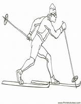 Coloring Skiing Cross Country Pages Skier Olympic Library Popular sketch template