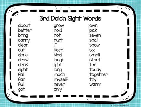 printable sight words list