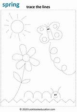 Tracing Spring Worksheets Preschool Worksheet Trace Lines Coloring Flower Activities Grade Butterfly Fun Printable Tablero Seleccionar Lookbook Education Para Kids sketch template