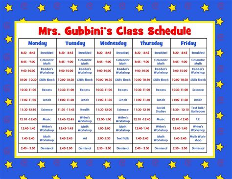 class schedule template kindergarten  unconventional knowledge