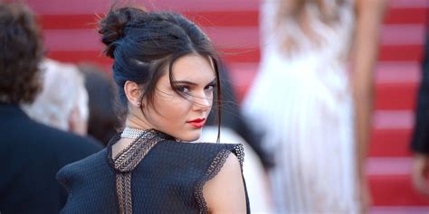 kendall jenner poses topless in red lace thong for la
