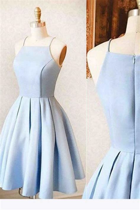 satin light blue simple short prom dress mini homecoming dress for teens sh19 2735225 weddbook