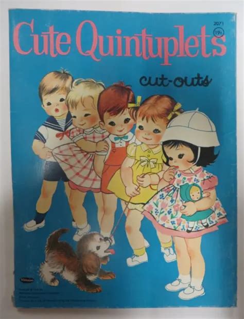 vintage  cute quintuplets cut outs paper dolls whitman neatly cut