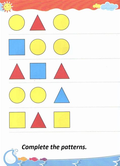 pattern worksheets  preschool pattern worksheet preschool pattern