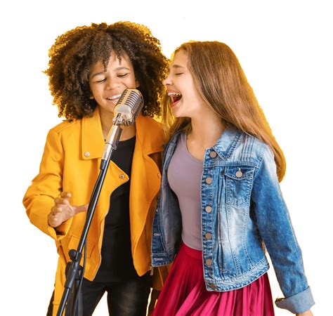 Download Two Girls Singing Into Microphone