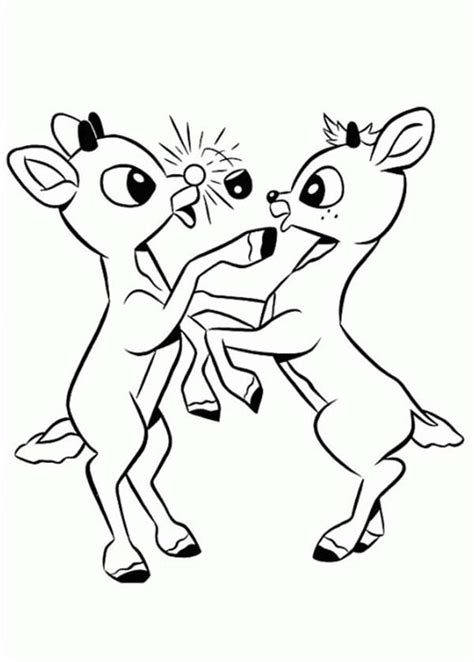 rudolph  clarice playing coloring page rudolph coloring pages