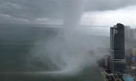 Penang Tornado Fears As Huge Rare Waterspout Rips Along