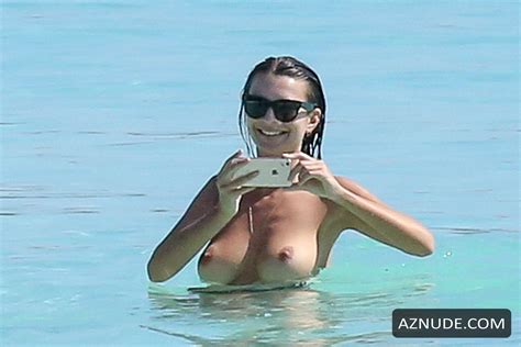 emily ratajkowski topless enjoying the ocean with her friends on