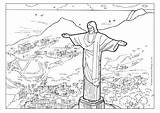 Christ Redeemer Statue Coloring Brazil Colouring Pages Rio School Kids Sheets Landmarks Pdf Choose Board sketch template