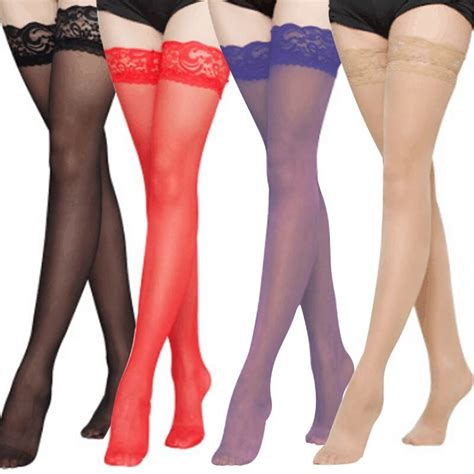 women s sexy stocking sheer lace top thigh knee high socks nylon