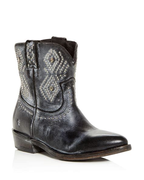 lyst frye womens billy distressed leather  heel western boots  black