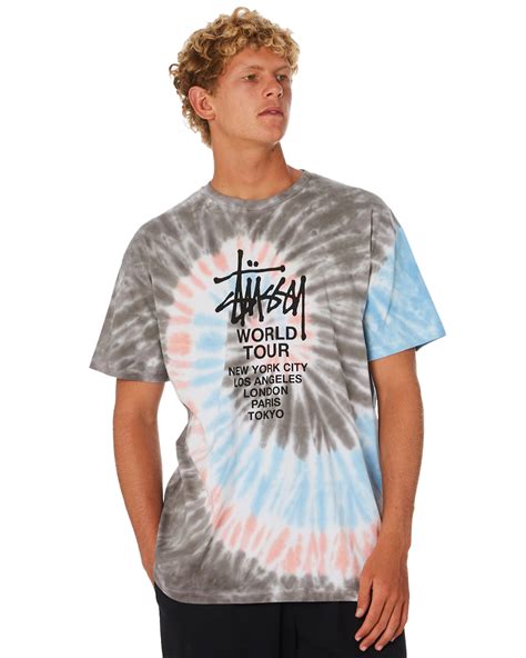 stussy world tour td mens ss tee grey surfstitch