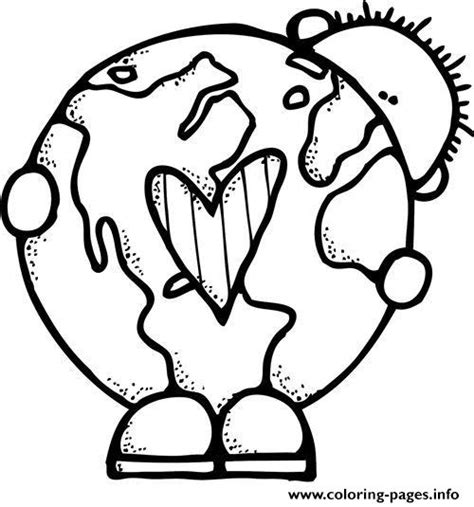 earth day kid love heart coloring page printable