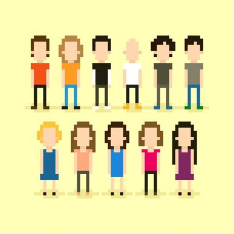 pixel art characters stock vector image  cchuckchee