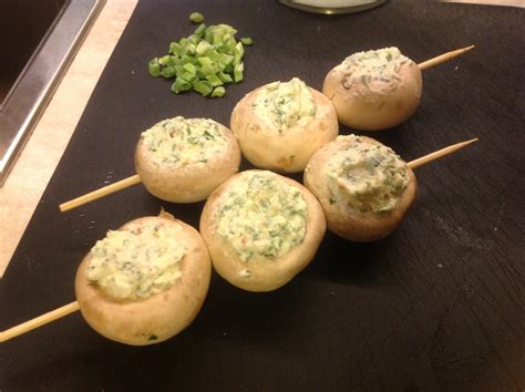 skewered mushrooms stuffed with herby cream cheese i love maltese food