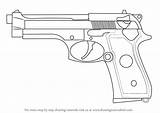 Beretta Pistol Draw 92 Drawing Pistols Step sketch template
