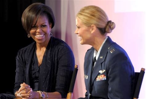 First Lady Michelle Obama With Air Force Pilot Captain