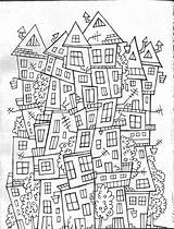 Coloring Pages Colouring Hundertwasser Book Choose Board Doodle Town sketch template