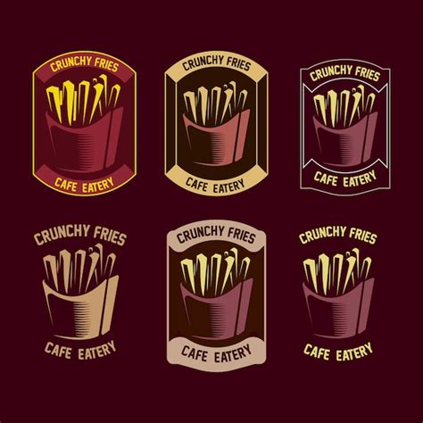 premium vector set  fries logo