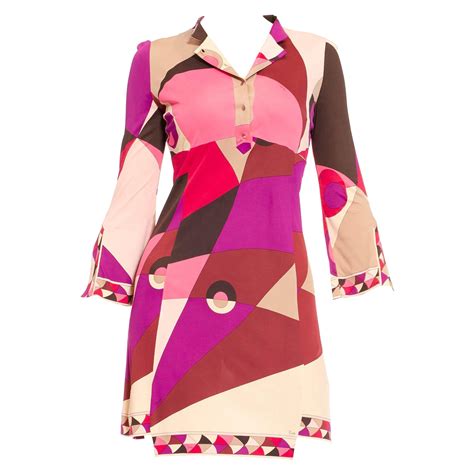 vintage emilio pucci bright pink and orange robe maxi dress for sale at