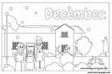 December Coloring Pages Months Outline Printable Color Info sketch template
