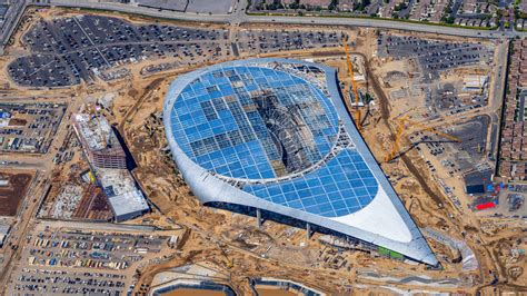 aerial views  sofi stadium construction