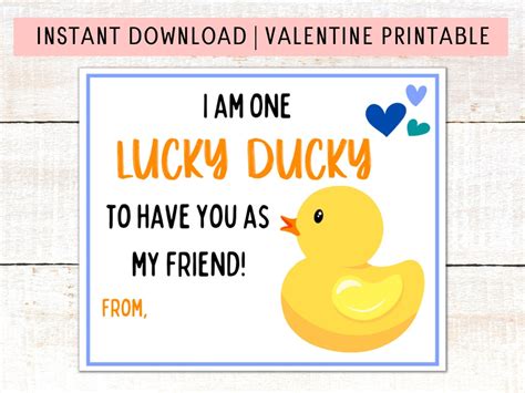duck valentine printable school valentines day cards  etsy