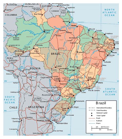 large detailed political and administrative map of brazil
