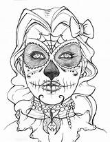 Coloring Pages Roses Skull Sugar Skulls Popular sketch template